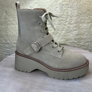 Blondo Grayce Women’s Waterproof Boots Size 10 Beige Suede Lace Up Lug Sole - Picture 1 of 16