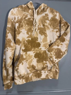 Usada en Excelente Condición Lucky Brand Tie Dye Sudadera con Capucha Tostada y Marfil Bolsa Bolsillo es una M para Hombres Foto 1 de 4