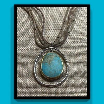 Silpada Pendant Howlite Necklace  Leather Turquoise Sterling Silver 925 - Image 1 of 4