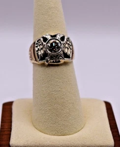 Vintage Masonic Scottish Rite Ring, Double Headed Eagle with Diamond 2-Tone Gold - Picture 1 of 4