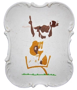 UT Football TX Longhorns Bevo Touchtown Vtg Retro 70s Homemade Serving Plate  - Picture 1 of 4