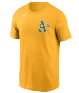 Oakland Athletics Shirt Men's Large Reggie Jackson #9 Yellow T-Shirt Nike - Picture 1 of 2