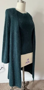 ANNE KLEIN ~ MOHAIR CON LENTEJUELAS VERDE AZULADO OSCURO CÁRDIGAN ABIERTO TWINSET ~ L ~ NUEVO CON ETIQUETAS $730 - Imagen 1 de 20