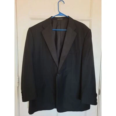 Corneliani 58R One Button Brestline Black Blazer Coat Rayon Lining Pure Wool - Image 1 of 4