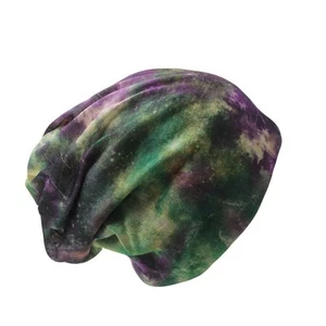Mütze Beanie Slouch Damen Mädchen Batik grün lila  Neu  - Bild 1 von 1