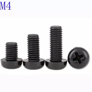 M4 x 0.7 4mm Black Nylon Pan Round Head Phillips Screws Plastic Machine Screws - Picture 1 of 4