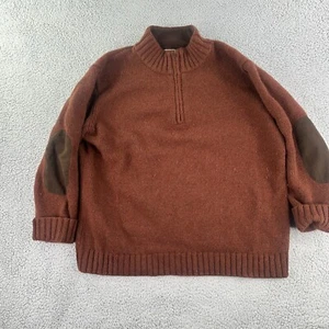 LL Bean Sweater Mens XXL Brown Shetland Wool Knit Elbow Patch Pullover - Picture 1 of 7