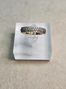 Anillo de oro de 9kt de 3 filas de diamantes talla N1/2 (2,3 g) - Imagen 1 de 9