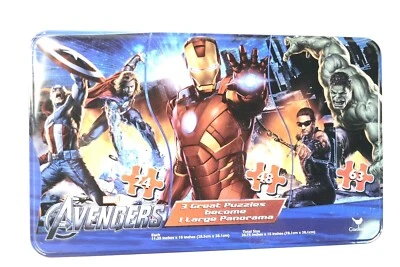 Marvel Avengers 3 IN 1 Panorama Jigsaw Puzzle 135 Pieces Collectable Tin NEW - Image 1 of 4
