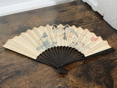 日本古董竹制和Washi折叠风扇收藏品 — 第 1/4 张图片