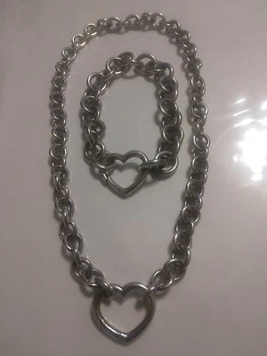 Tiffany & Co. Sterling Silver Open Heart Chain Necklace & Bracelet Set - Image 1 of 4