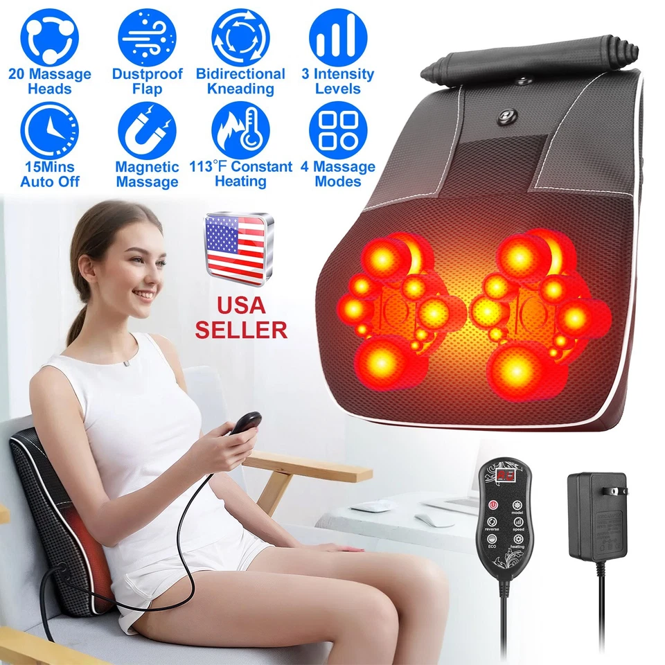 Massageador de costas aquecido 3D travesseiro de massagem de amassar shiatsu macio massageador de corpo inteiro - Imagem 1 de 4