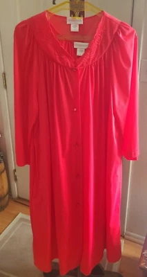 Conjunto de bata de camisón vintage Shadowline bordado peignoir rojo -L Foto 1 de 4