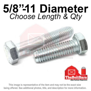 5/8"-11 Grade 5 Hex Cap Screws COARSE Thread USS Hex Bolts (Pick Length & Qty) - Picture 1 of 20