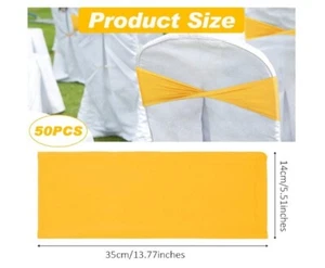 50 Pcs Spandex Chair Sash Bow without Buckle Wedding Party - Gold - Picture 1 of 5