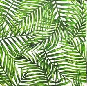 N751# 3 servilletas de papel individuales para decoupage patrón de hojas de palma de selva verde - Imagen 1 de 7