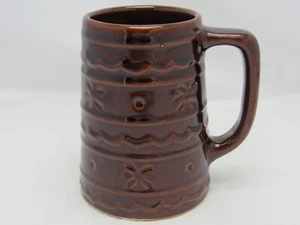 Vintage Stoneware Pottery Mug Brown Daisy & Dot 16 oz Stein Tankard USA - Picture 1 of 6