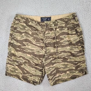 Abercrombie & Fitch Camo Shorts Mens 29 Green Flat Front Pockets Chino - Picture 1 of 14