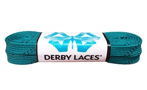 Blaugrün - 96 Zoll (244 cm) ORIGINAL von Derby Schnürsenkel gewachst 1 cm breite Spitze zum Schlittschuhlaufen... - Bild 1 von 1