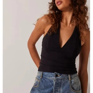 NWT Free People Intimately Halter Top Plunging Neckline Open Back Black S - Picture 1 of 6