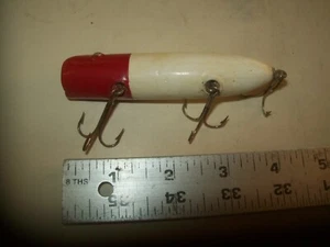 4" Long Wood Vintage Fishing Lure Bass Plug Re-painted Tack Eyes 3 Trebles - Picture 1 of 7