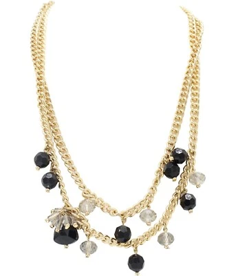 Banana Republic Women's Onyx Stone Lucite Fringe Two Layer Neckace NWT 78 - Image 1 of 2