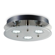 B.K.Licht LED Deckenleuchte Nickel matt rund Ø25cm 3 x 3W GU10 750lm warmweiß