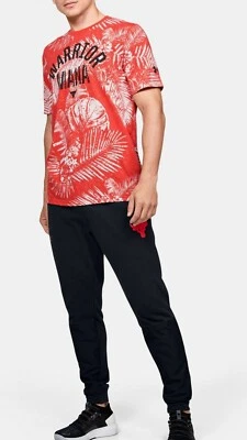 Project Rock Aloha Camo Tee Dwayne Johnson Hawaiian Shirt 1351585-608 Small Red - Image 1 of 4