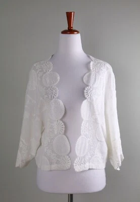 ICHI NWT Embroidered Lace Kimono Cropped Topper Jacket Top Size XS / Small - Image 1 of 4