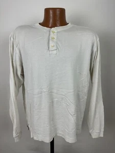 Distressed Gap Henley Herren M Oversize Weiß Langarm Gerippt Grunge Vintage 90s - Bild 1 von 21