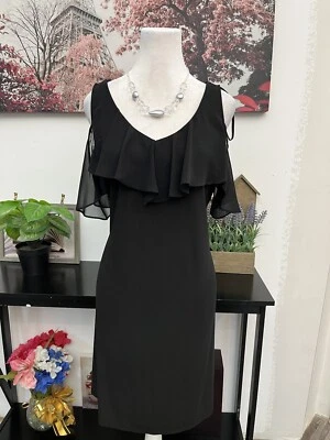 Roz & Ali Women’s Shift Dress Size L Cold Shoulder Sleeve Pullover with V Neck - Image 1 of 4