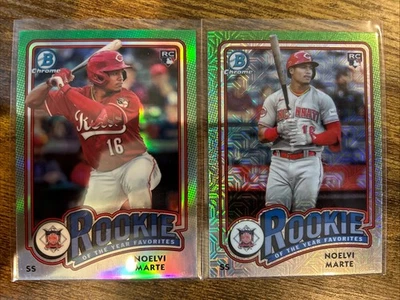 2024 Bowman Chrome Noelvi Marte RC (2) Mojo Refractor & ROY-4 Cincinnati Reds - Image 1 of 2