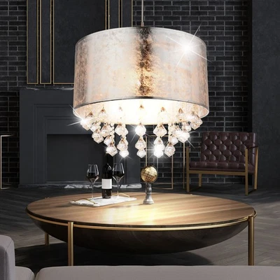 Lampadario LED Per Tavolo Da Pranzo Con Cristalli H 140 Cm - Immagine 1 di 4