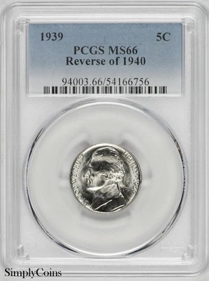 1939 Jefferson Nickel PCGS MS66 Reverse of 1940 - Image 1 of 2