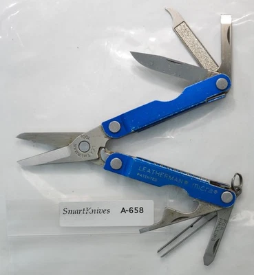Leatherman Micra(蓝色阳极氧化)- 二手,良好 Sharper 图像 #A658 — 第 1/4 张图片