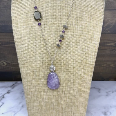 Collar Silpada Plata de Ley Ultra Violeta Amatista y Pirita N3119 Foto 1 de 4