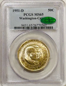 1951 D Carver Washington Silver Half Dollar PCGS MS65 CAC Green Only 10k minted - Picture 1 of 8