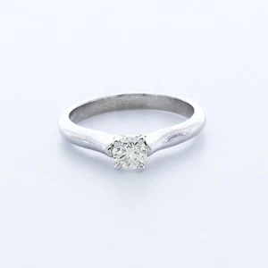 0.49ct H VS2 Round Natural Certified Diamond Platinum Solitaire Engagement Ring - Picture 1 of 14