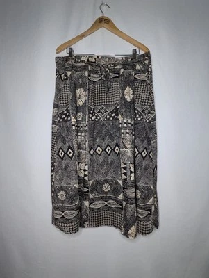 Falda envolvente midi con estampado de hojas de flores hawaianas mixtas vintage negra Orvis para mujer L Foto 1 de 4