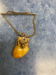 14k GOLD ELCHZAHN MIT KRAWATTENKLAMMER - Bild 1 von 8