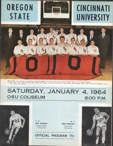 1964 Jan. 4th OREGON STATE vs. CINCINNATI UNIVERSITY vintage basketball program - Picture 1 of 3