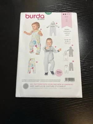 Burda Kids Pattern 9299 Infant Toddler Jumpsuit Jersey Knits Sizes 6M-3 UNCUT - Image 1 of 2