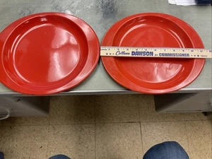 2 Platos Naranja Esmaltados DE COLECCIÓN OVALADOS 11 1/2” Retro MCM Bonitos!! - Imagen 1 de 4