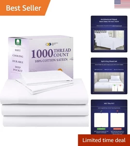 1000 Fadenzahl Satin Blatt Set - Split King Size Essentials - Bild 1 von 11