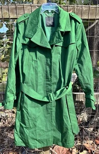Talbots Women Green Trench Coat Belted Button Front Sz 18 (See Photo Measures) - Picture 1 of 16