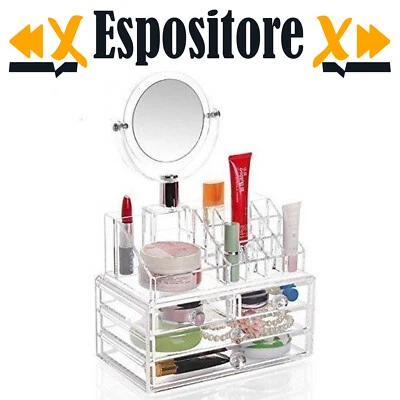 Box Portatrucco con specchio organizer portagioie cosmetici trucco 4 cassetti... - Immagine 1 di 3