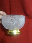 William Adams Frosted Rose Crystal Bowl Gold Plated Base 3-1/4 " Tall