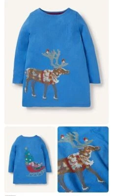 MINI BODEN Superstitch Front & Back DRESS Elizabethan Blue Sleigh BRAND NEW - Image 1 of 4