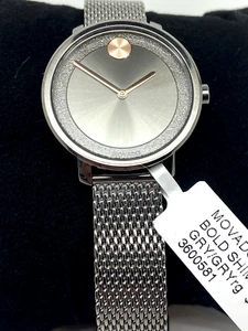 Movado Bold 3600581 Women's Watch Grey ION Plated Quartz Swiss Made 34mm - Picture 1 of 20