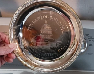  THE CAPITOL BUILDING WASHINGTON DC 8" SILBERPLATTE MIT BOX  - Bild 1 von 14